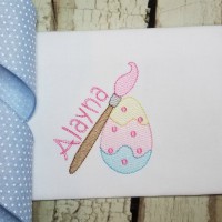 Easter Egg with Paint Brush Sketch Embroidery Design